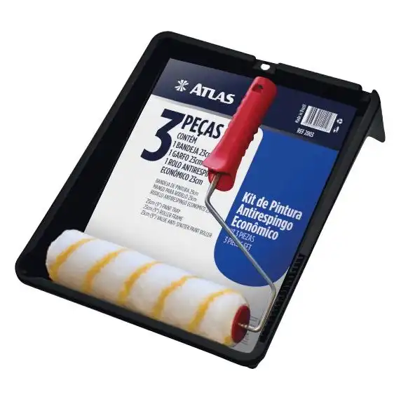 Kit para Pintura Atlas 2003 – Rolo Antirrespingo, Bandeja e Pincel